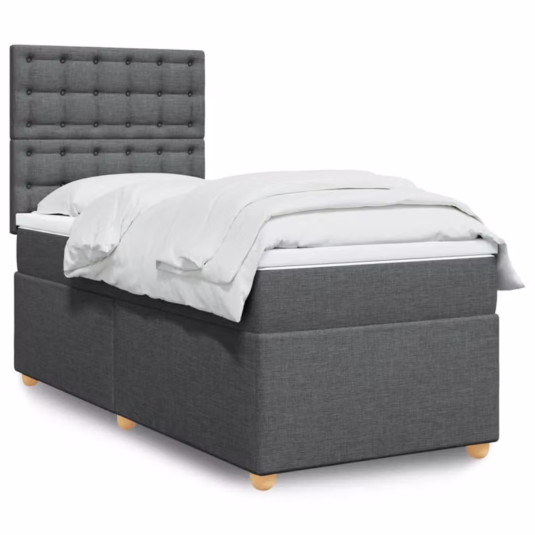vidaXL Giroletto a Molle con Materasso Ibrido in Tessuto Grigio e Bianco L/P/H: 200 x 80 x 150,5 cm