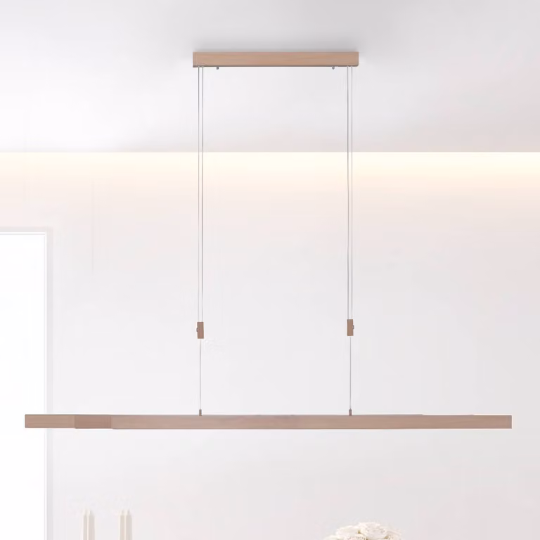 Paul Neuhaus Lampada a sospensione Adriana, dimmerabile, Legno chiaro, Soggiorno / Sala da pranzo, Metallo, Moderno, Lampada a sospensione