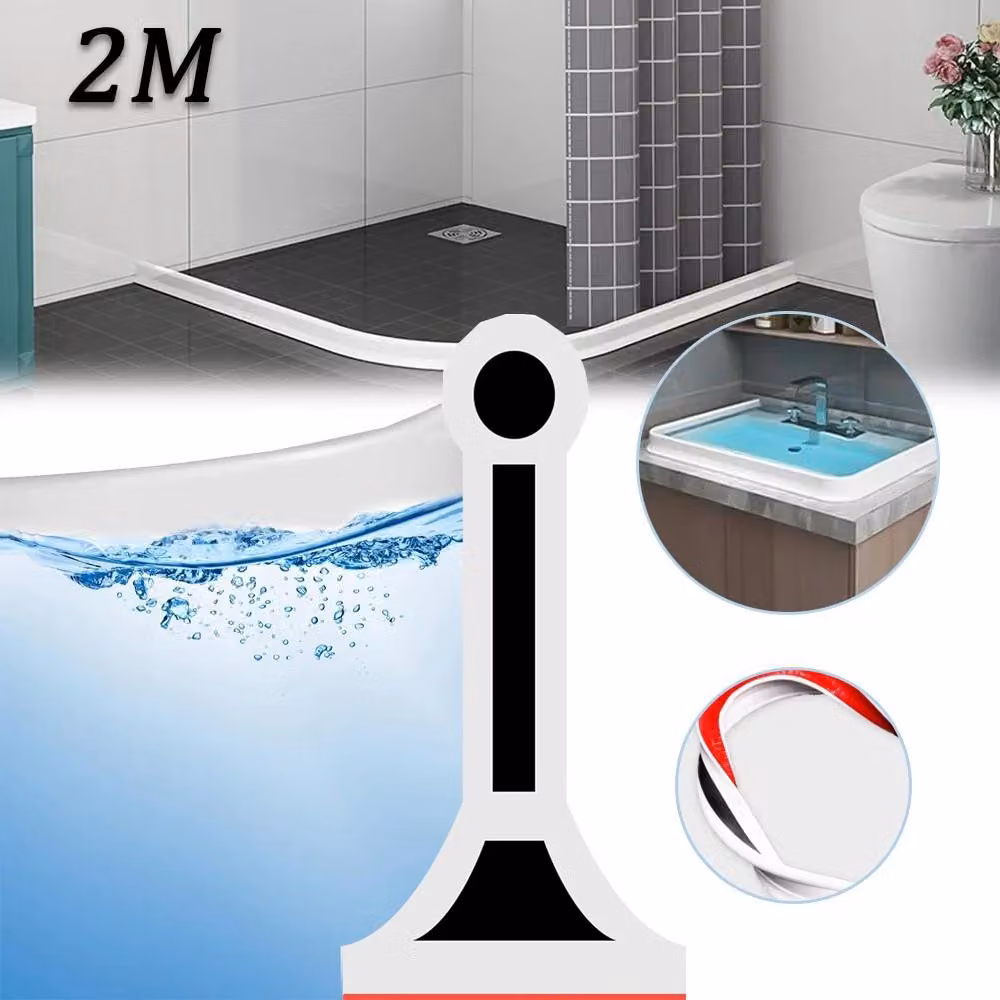 Barriera autoadesiva per doccia – Striscia di tenuta in silicone – Guarnizione impermeabile per doccia, bagno e cucina – 2 metri