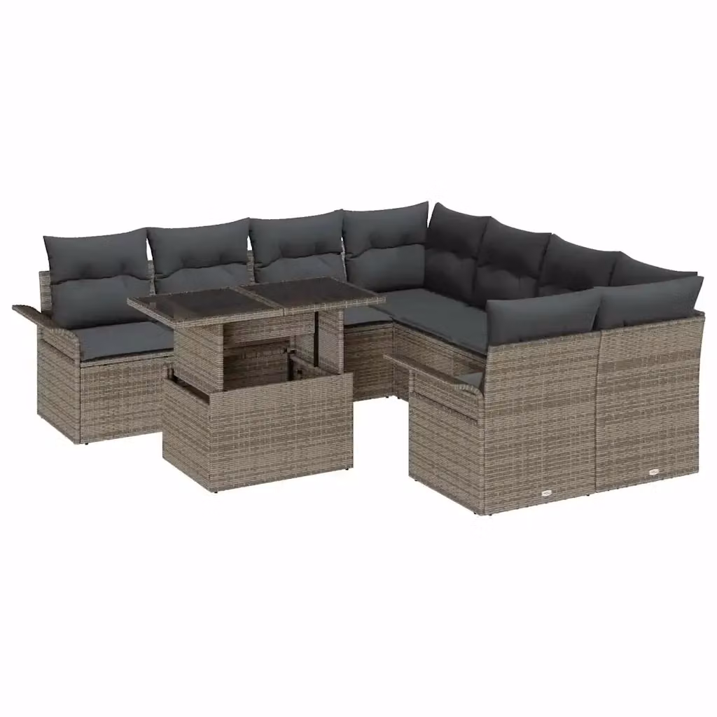 Set Divano da Giardino Moderno vidaXL in Acciaio Grigio con Tavolino e Cuscini, 9 Pezzi – 2