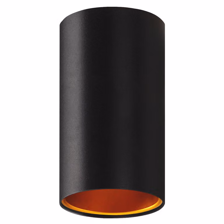 Faretto da soffitto nero D-70mm GU10 IP20 tubo occhio dorato