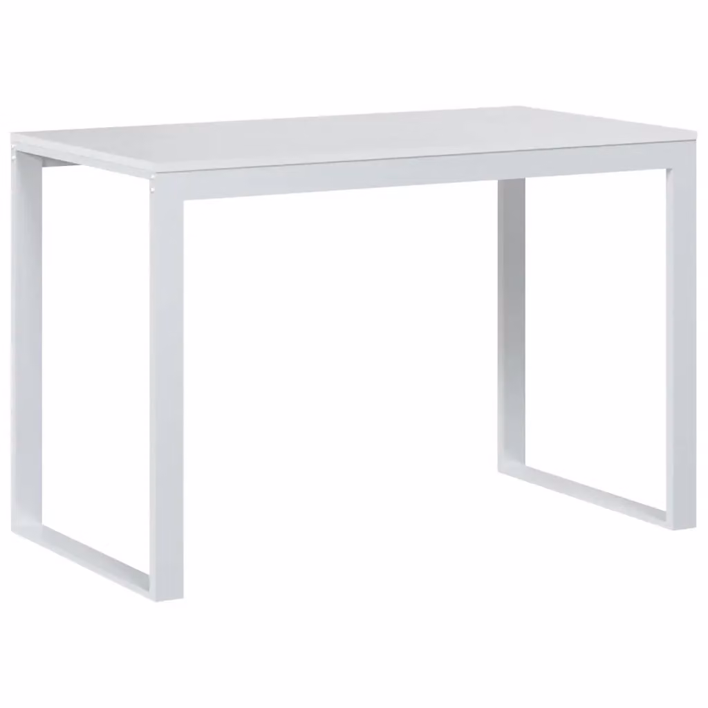 Scrivania per Computer vidaXL Bianca in Legno e Metallo L: 110 cm, P: 60 cm, H: 73 cm – 2