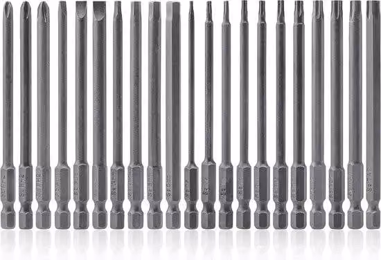 Set di 21 cacciaviti magnetici, attacco a 1/4 di pollice, cacciavite lungo, attacchi Torx, a stella, a croce e a spina