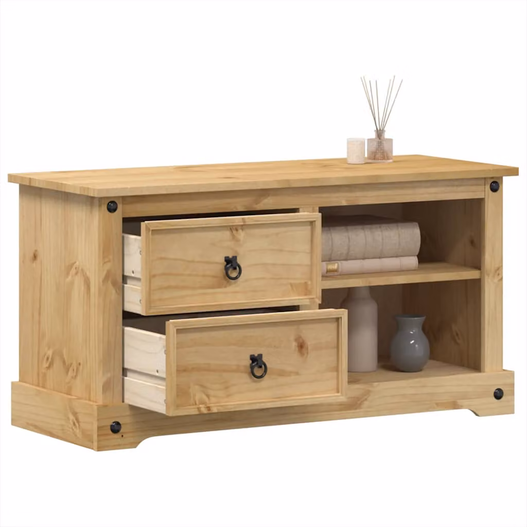 vidaXL Mobile Porta TV Corona in Legno di Pino Massello Marrone L: 100 cm, P: 40 cm, H: 52 cm