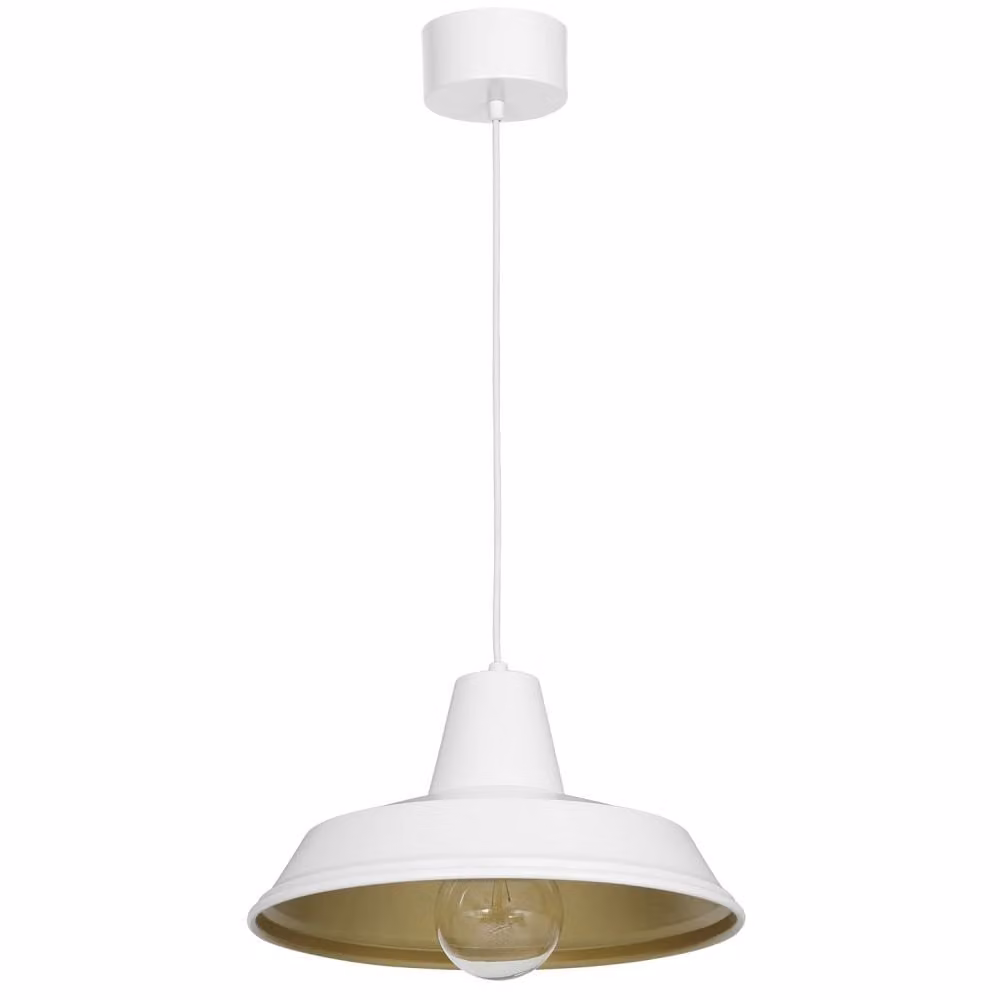 Lampada a sospensione Loft bianca con interno oro Classe 1xE27 15W Luminex