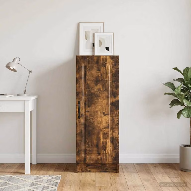 Credenza moderna vidaXL in legno ingegnerizzato color rovere fumo, L: 33 cm, P: 34,5 cm, H: 87 cm