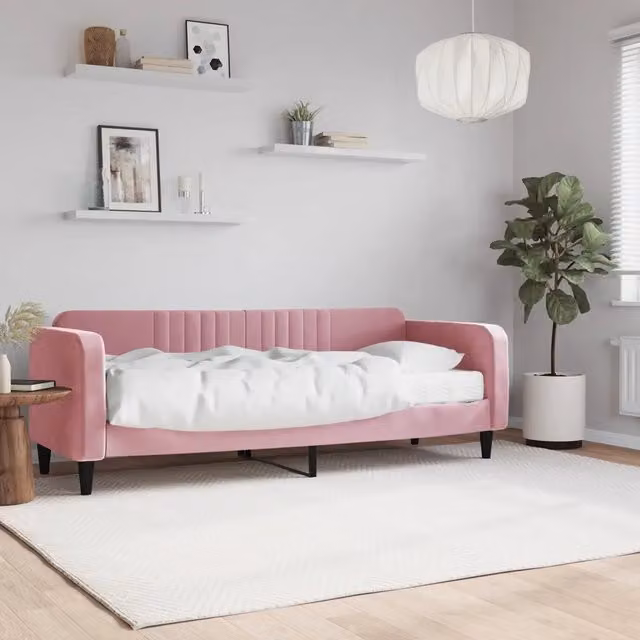 Divano Letto con Materasso-Sofa Letto-Daybed Rosa 80x200 cm in Velluto 566428