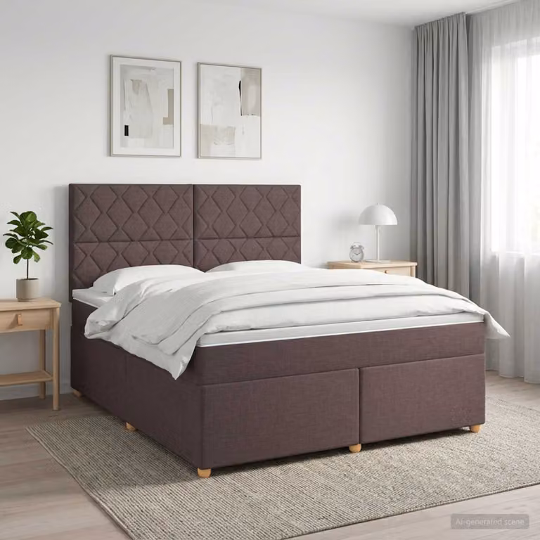 Letto box spring ibrido vidaXL con materasso a molle insacchettate, Marrone e Bianco, L 180 x P 200 cm