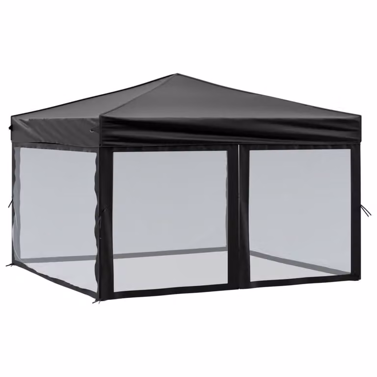 Tenda per Feste Pieghevole con Pareti Laterali Nero 3x3 m