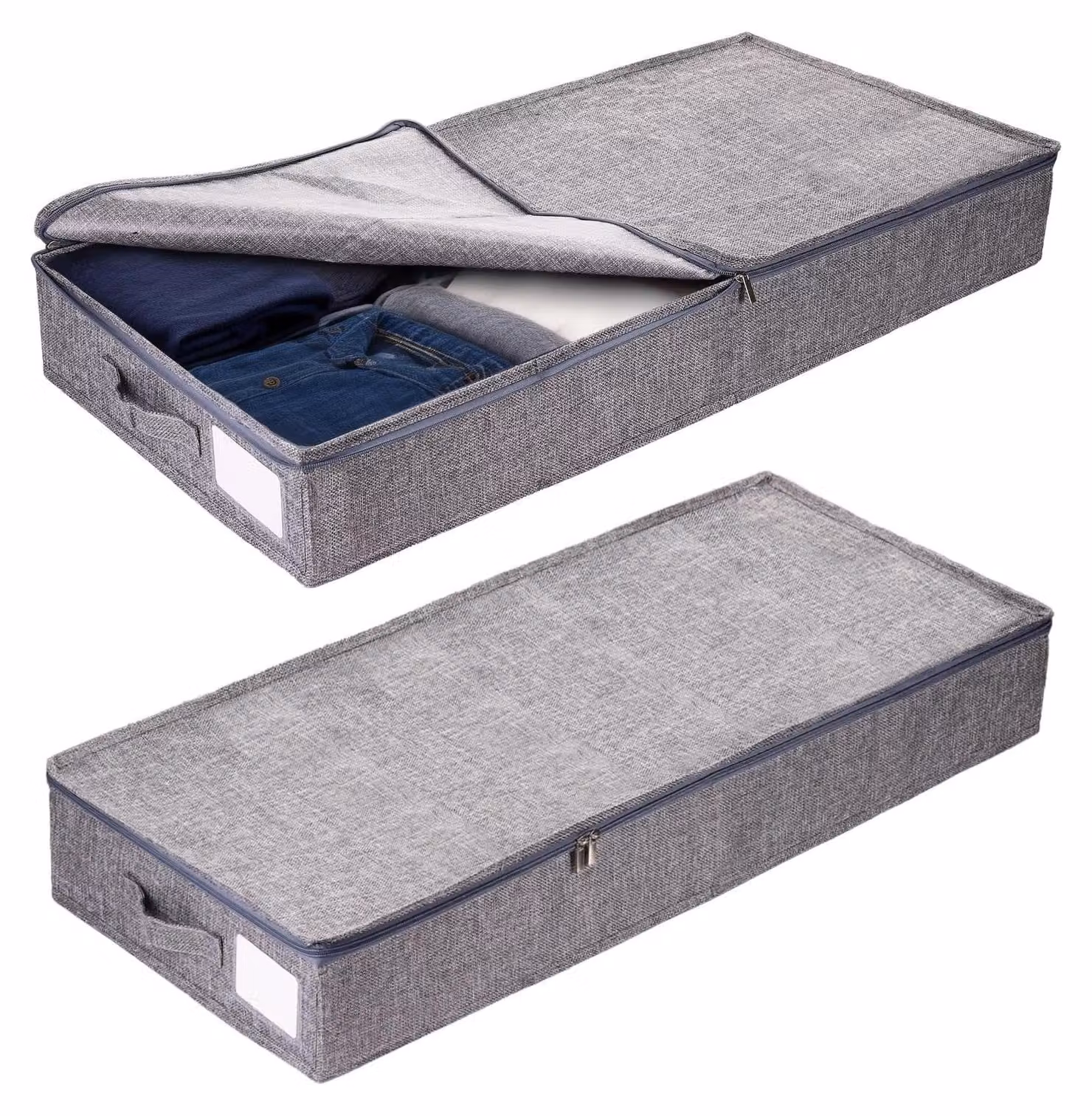 Contenitore con coperchio - 2 pezzi - 12 cm di altezza - Contenitore da utilizzare sotto il letto - Ideale per riporre vestiti, giocattoli, biancheria da letto - Supporti laterali - Contenitore