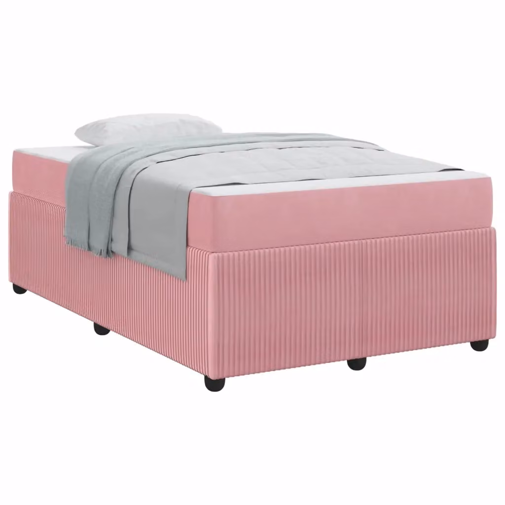 Struttura letto moderna vidaXL in tessuto e legno rosa L 120 x P 200 cm – 2