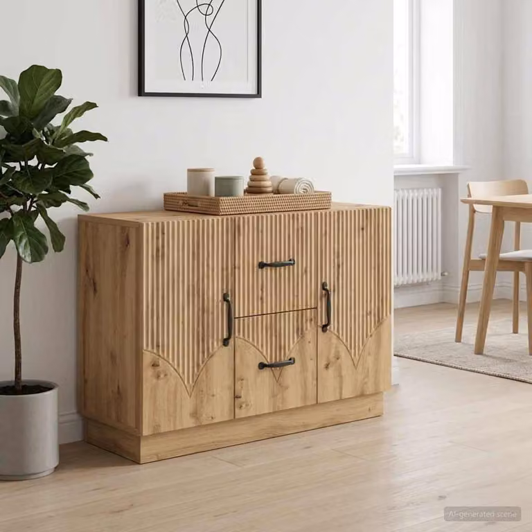 Credenza in stile minimalista vidaXL in rovere marrone, L 89 x P 34,5 x H 57 cm