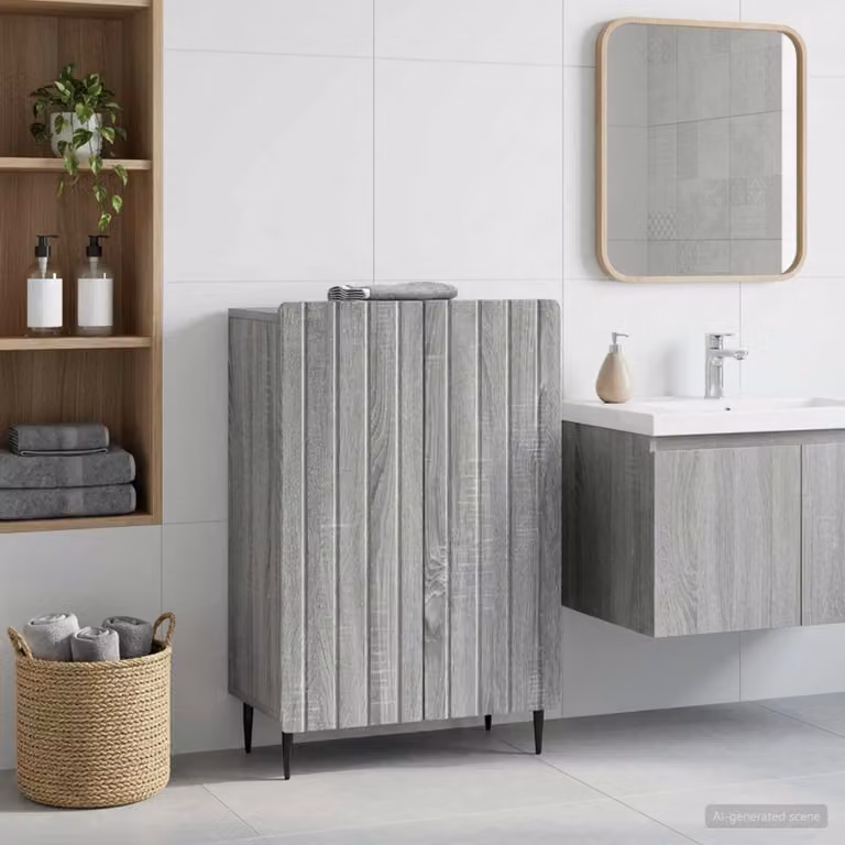 Mobiletto da bagno moderno vidaXL ZWOLLE grigio L: 59,5 cm, P: 31 cm, H: 79,5 cm