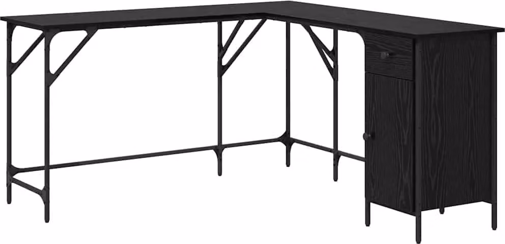 Scrivania Rovere Nero 141 x 141 x 75 cm Legno multistrato