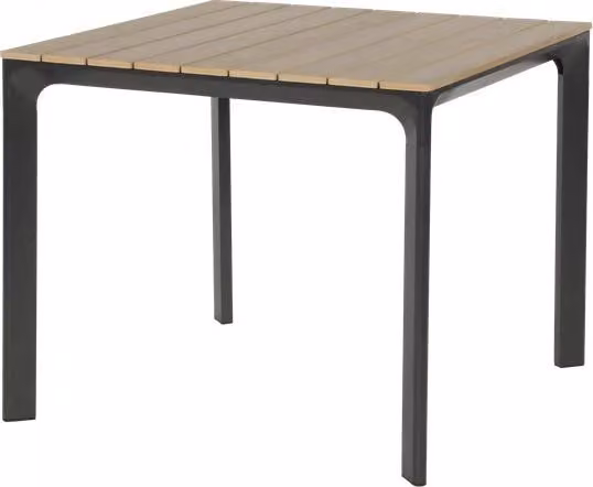 Tavolo - Alluminio e polipropilene - Aspetto teak - 90x90x74cm