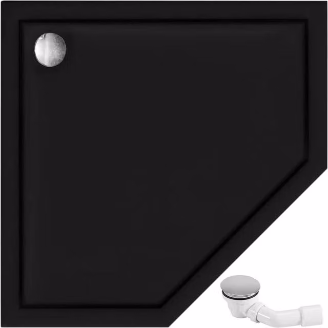 Piatto doccia quadrato in acrilico Rea Diamond Black L 90 cm x P 90 cm