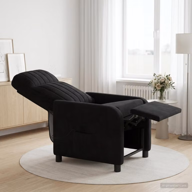 Poltrona relax reclinabile vidaXL in velluto nero con braccioli