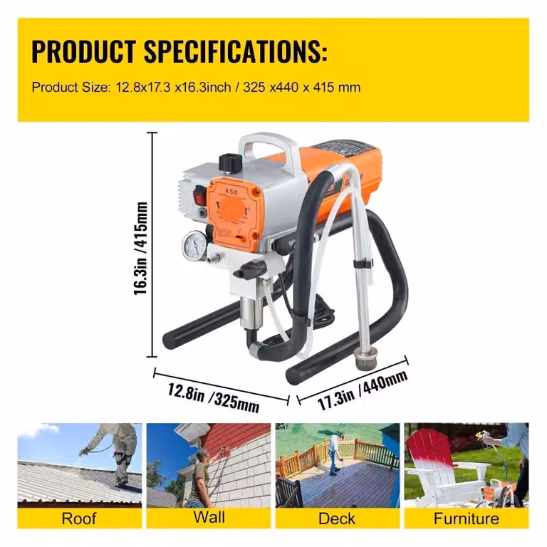 Spruzzatore a irrorazione senza aria - Idropulitrice - Pistola a spruzzo con ugello - Tubo da 9 metri - 3000 PSI