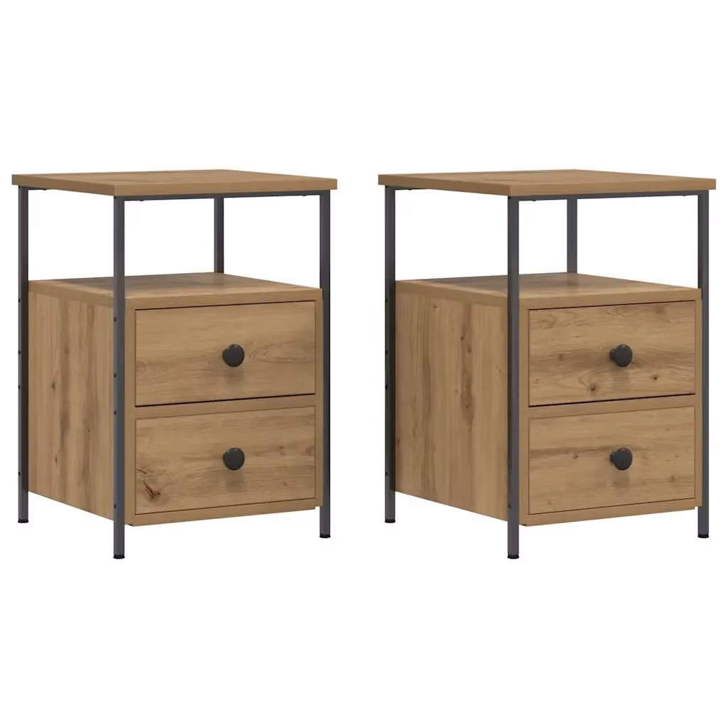 Set di 2 Comodini Design Mania in Legno Rovere e MDF, Moderni e da Appendere alla Parete, Marrone Opaco, L 34 cm x P 34 cm x H 50 cm – 2