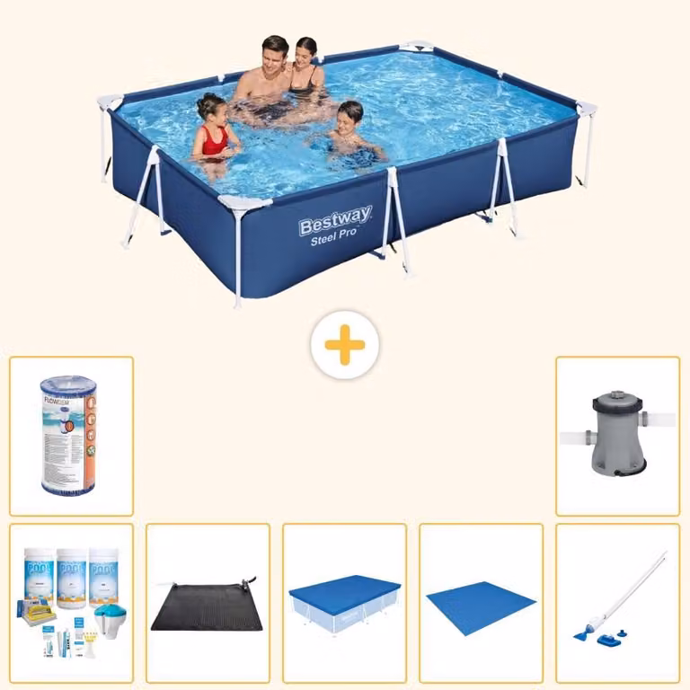 Bestway Steel Pro, piscina rettangolare - 300x201x66 cm - 8 pezzi - Modello S22244
