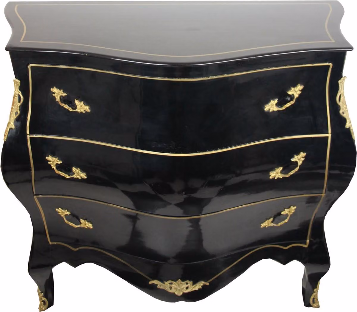 Casa Padrino Cassettone barocco nero/oro larghezza 120 cm - Mobili in stile antico