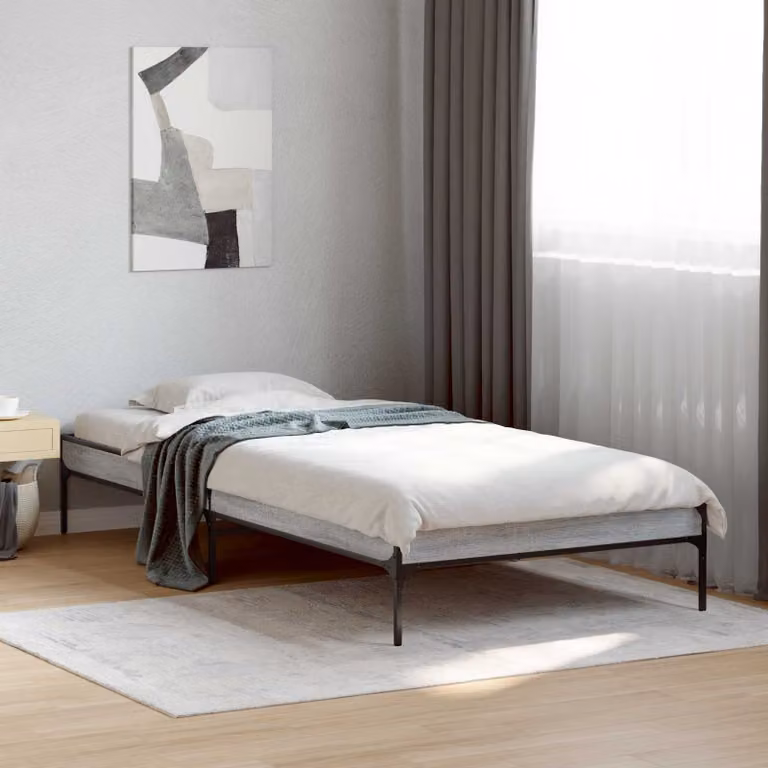 Struttura del letto moderna vidaXL Sonoma in legno ingegnerizzato e metallo, grigio, L 200 x P 80 x H 83 cm