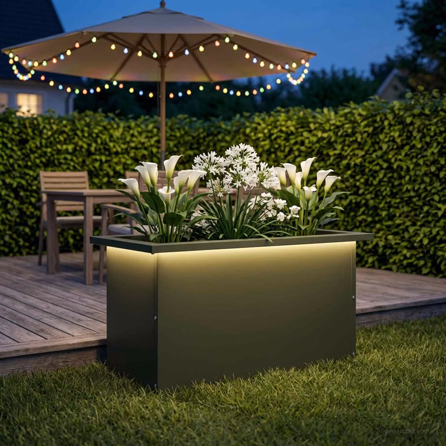 Fioriera da giardino con LED vidaXL in acciaio Verde, L 60 x P 30 x H 30 cm