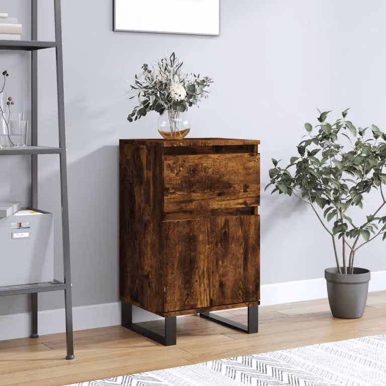 Credenza moderna vidaXL in legno multistrato color rovere fumo, L 40 cm x P 35 cm x H 70 cm