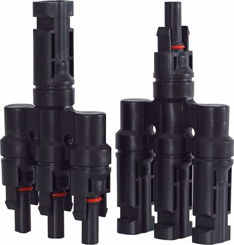 Connettore distributore solare per pannelli solari MC4, coppia di adattatori per cavi solari, connettore triplo per impianti fotovoltaici (+/-)