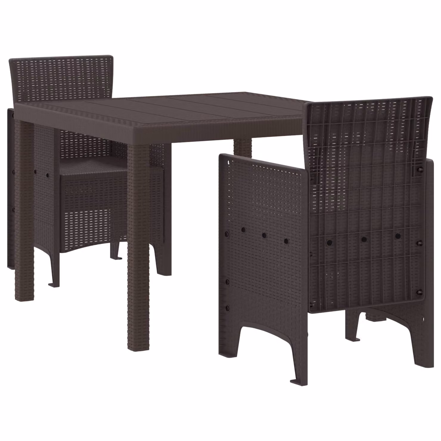Set da pranzo per giardino e terrazzo vidaXL in rattan marrone 3 pezzi