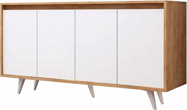 Credenza in legno "Shans" - 140 x 40 x 86 cm - Bianco