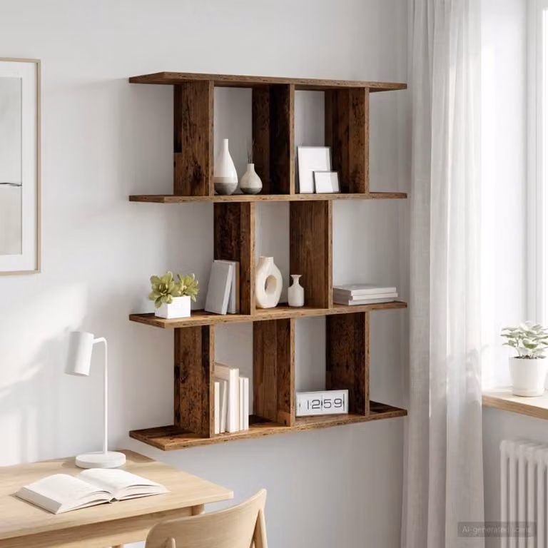 Scaffale da parete vidaXL in legno color marrone, stile minimalista, L 102 x P 20 x H 96 cm