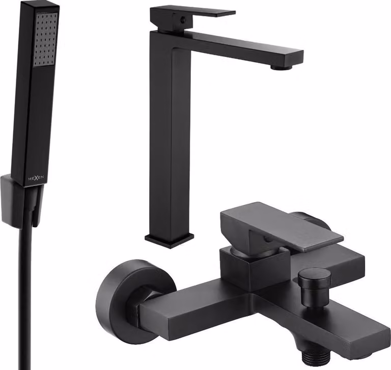 Mexen Uno R77 set da vasca, nero - 71413R77-70