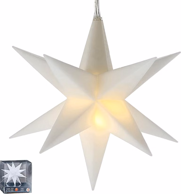 CEPEWA - Stella di Natale a LED 6/18 timer Stella 3D Ø11 bianco caldo Natale