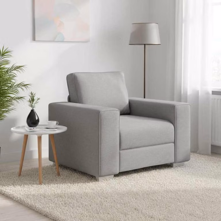 vidaXL Poltrona Sofa Moderna in Tessuto Grigio con Braccioli per Soggiorno L: 100 cm, H: 82 cm, P: 77 cm