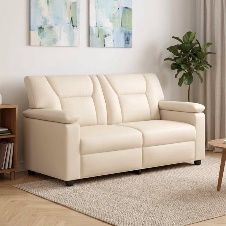 Divano moderno vidaXL in similpelle beige con struttura in metallo L: 171 cm, P: 85 cm, H: 93 cm