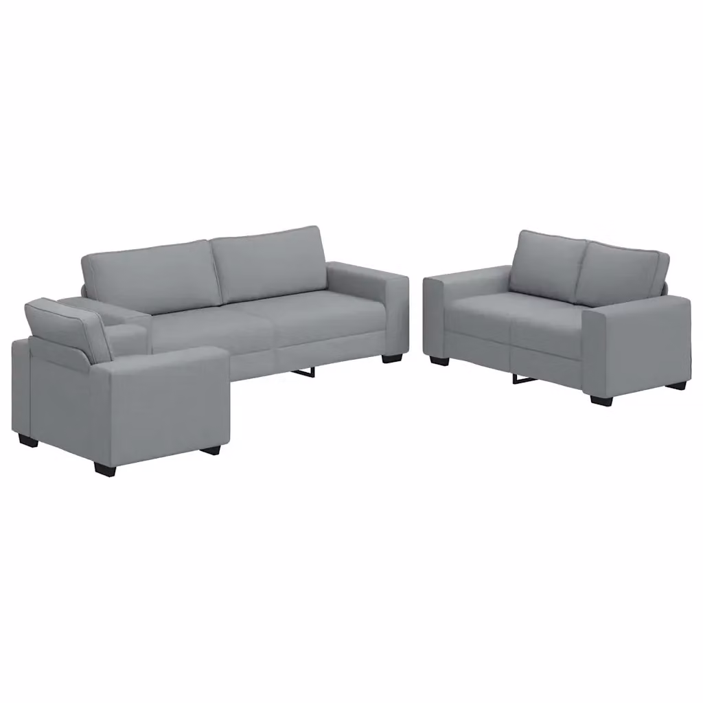 Set di divani 3 pezzi vidaXL in tessuto grigio con cuscini per soggiorno e ufficio in casa – 2