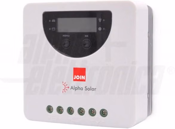 Regolatore di carica MPPT 20A 12/24Vdc con input 100V per impianto fotovoltaico Alpha Elettronica bianco