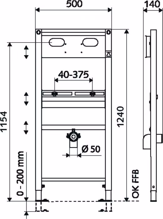 SCHELL Modulo di montaggio lavabo Schell MONTUS BH 124cm per lavabi con bocca a parete