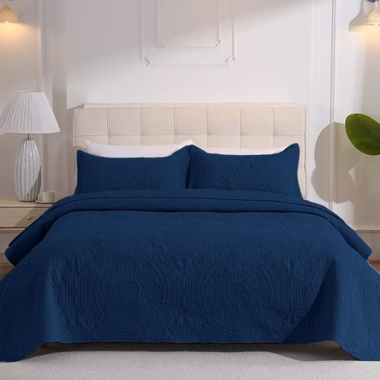 Copripiumino leggero con motivo di girasoli - Blu, 220 x 240 cm + 2 federe