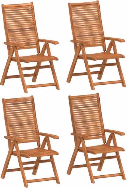 Sedie Giardino Reclinabili 4 pz | Sedie da Esterno 56x72x107 Legno Massello Acacia