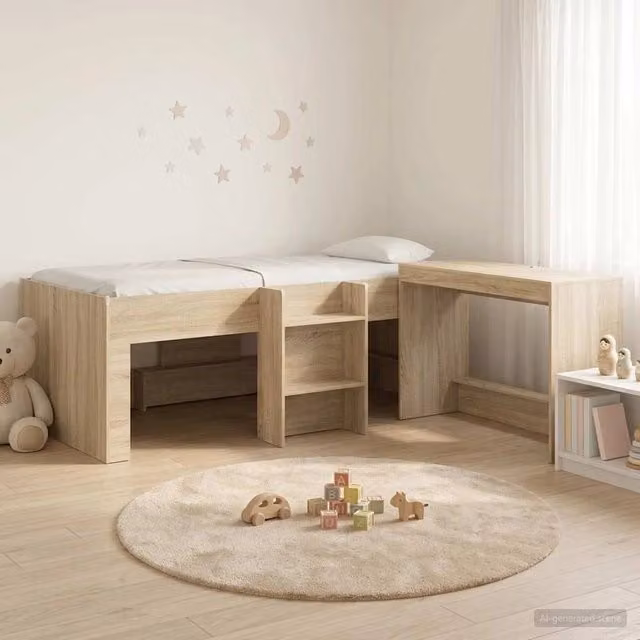 Struttura del Letto con Scrivania 2 pz Rovere Sonoma 3423448