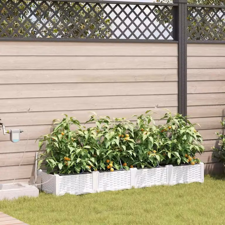 Set di 4 vasi da giardino vidaXL in plastica bianchi L: 160 cm, P: 40 cm, H: 22 cm