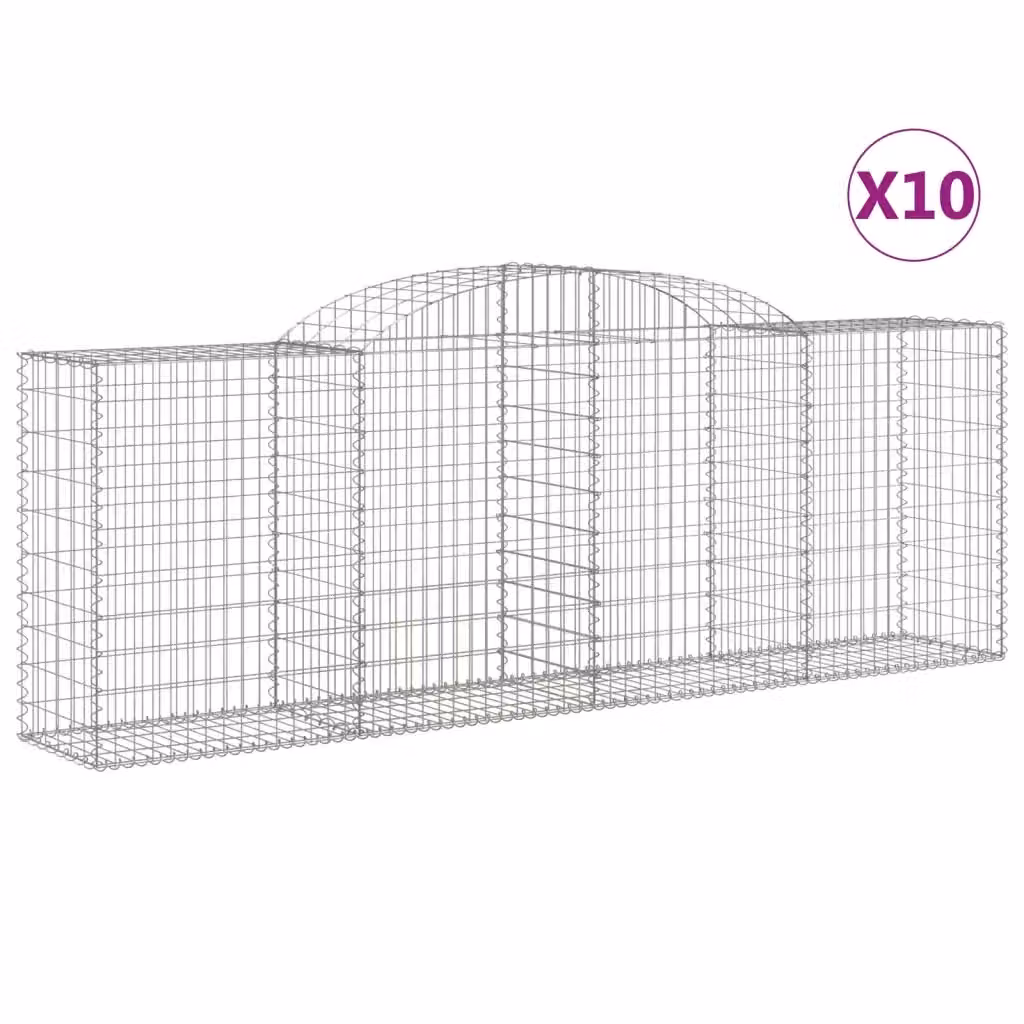 Set di 10 Cesti Gabbioni ad Arco Videx in Acciaio Zincato Colore Argento L: 300 cm, P: 50 cm, H: 100/120 cm – 2