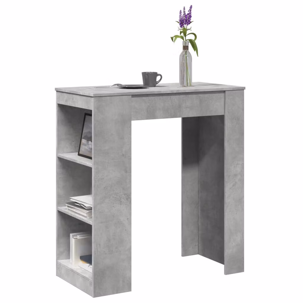 vidaXL Tavolo Bar Moderno con Rastrelliera Grigio L: 95 cm, P: 47 cm, H: 103,5 cm