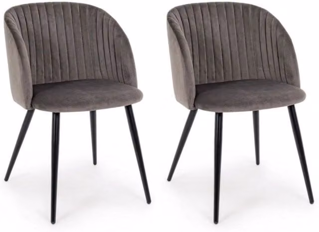 Set 2 Sedie 53x57x81,5h cm Queen Velvet Grigio Cadetto