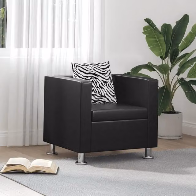 Divano Sedia-Poltrona Nera in Similpelle 601594