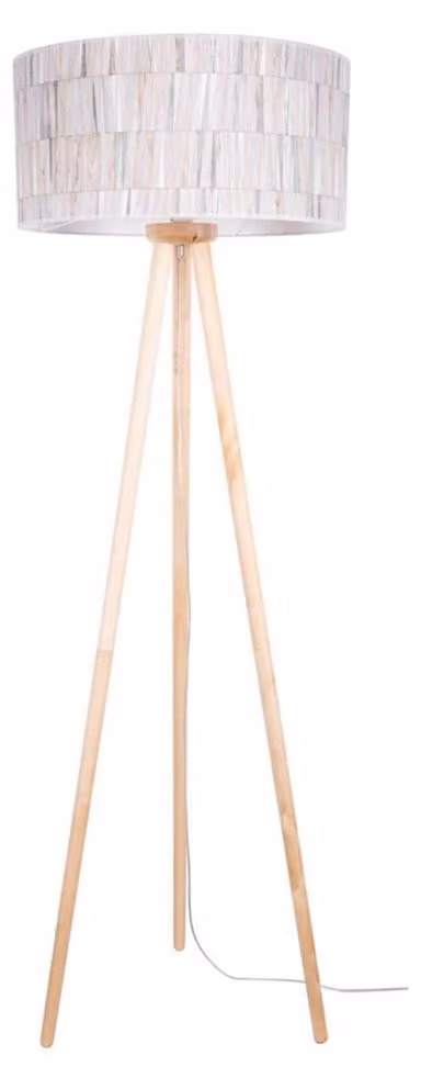 Lampada da terra, legno di betulla, carta da parati, stile rustico, attacco E27, altezza 154 cm