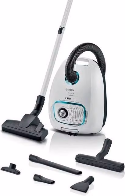 Aspirapolvere con sacco Bosch Serie 4 ProHygienic Bianco e Nero, 600 W, Capacità 4 Lt, con Filtro HEPA e Carboni Attivi