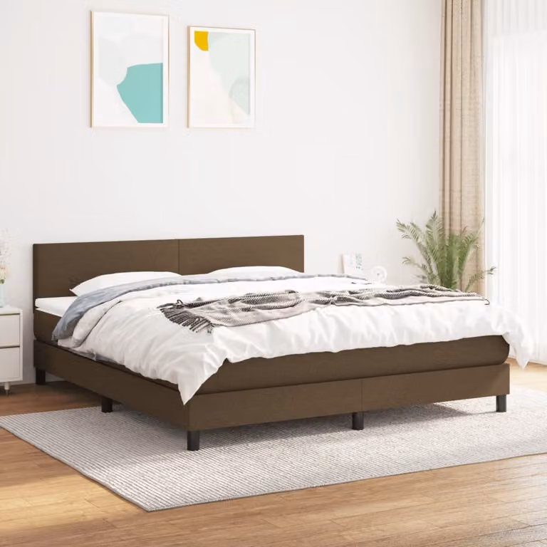 Maison Exclusive - Letto boxspring con materasso, marrone scuro, 180x200 cm, rivestimento in tessuto